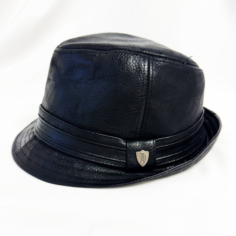 DPC faux leather black hat Gangster style Size large